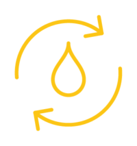 Icon: Wassertropfen und Recycling-Pfeile